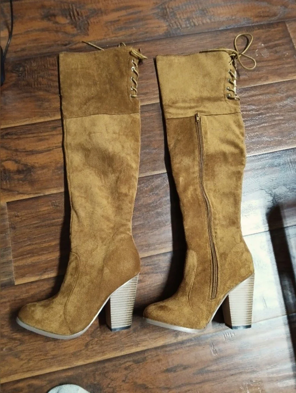 brand new brown suede knee high boots